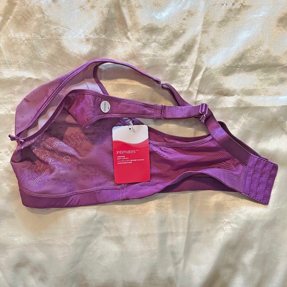 FLOWERED BRA, SIZE 44DDD, PURPLE, HOOKS IN BACK, BY PENNINGTONS, HAS SPANDEX, - Picture 1 of 6